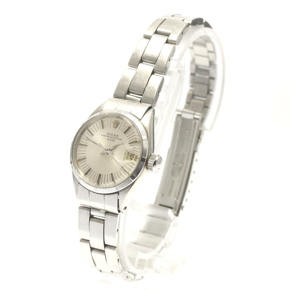 ROLEX Oyster Perpetual Date 6519 cal.1130 Silver Dial Automatic Ladies Watch_868590