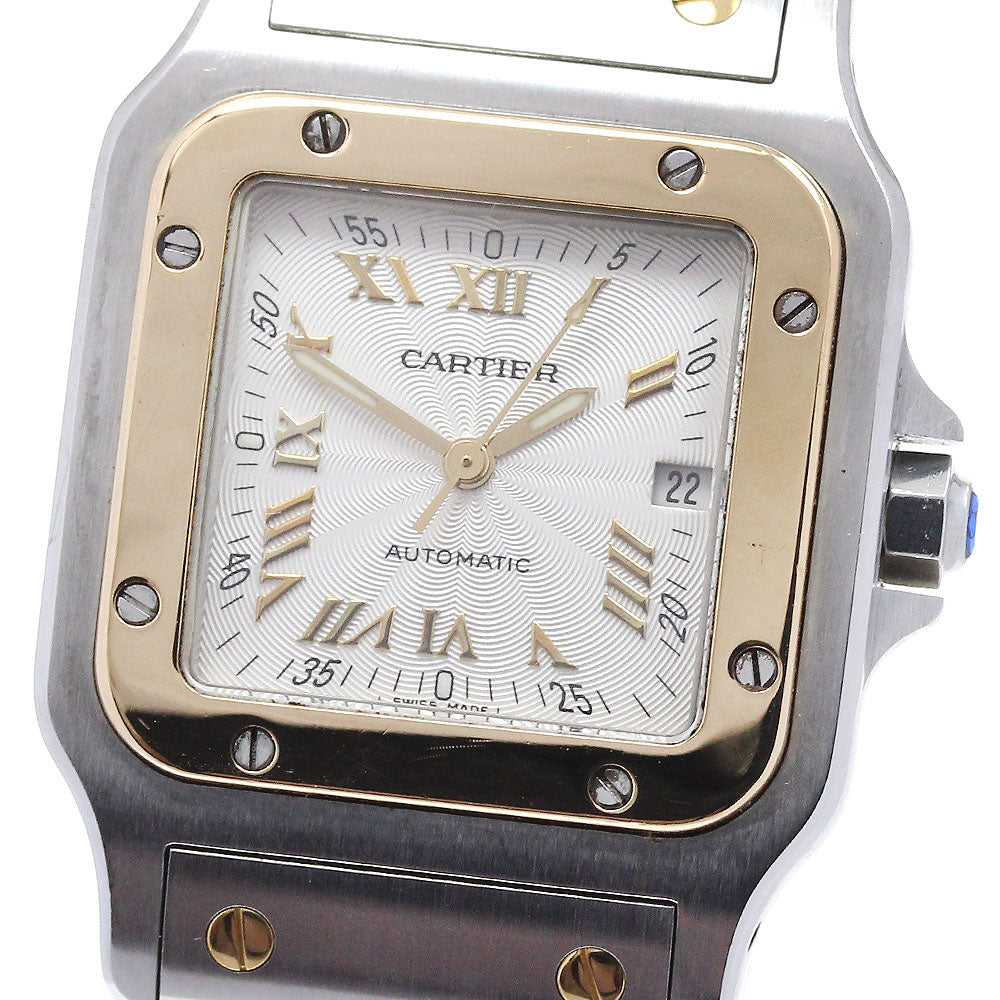 CARTIER Santos Galbe LM W20041C4 Date Silver Dial Automatic Men's Watch_868597