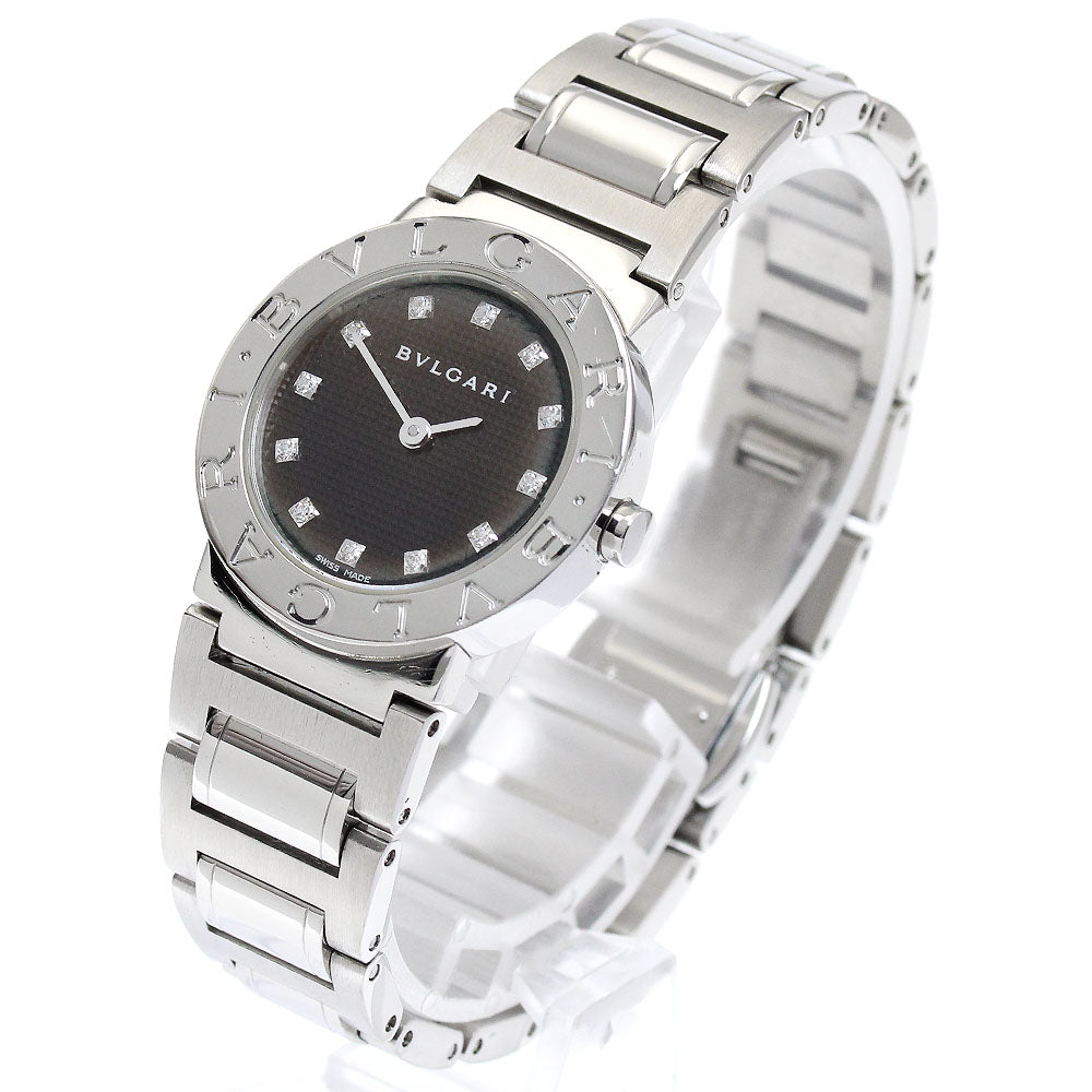 BVLGARI BVLGARIBVLGARI BB26SS 12P diamond Black Dial Quartz Ladies Watch_868608