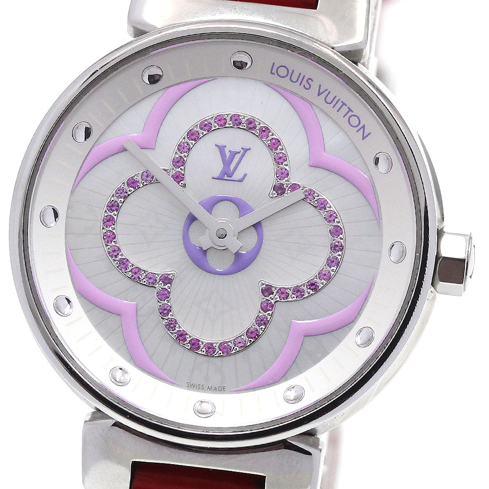 LOUIS VUITTON Tambour Moon Divine PM Lila QA160 White shell Dial Quartz Ladies Watch_868632