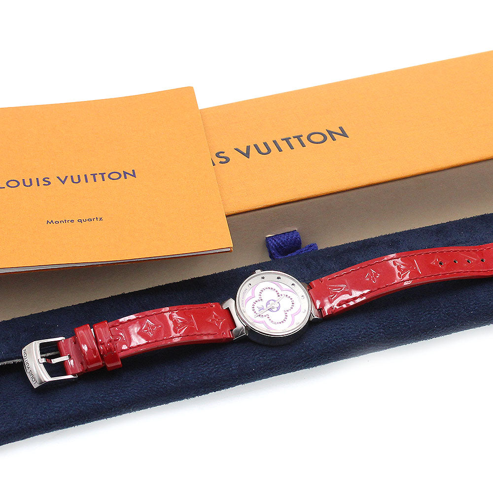 LOUIS VUITTON Tambour Moon Divine PM Lila QA160 White shell Dial Quartz Ladies Watch_868632