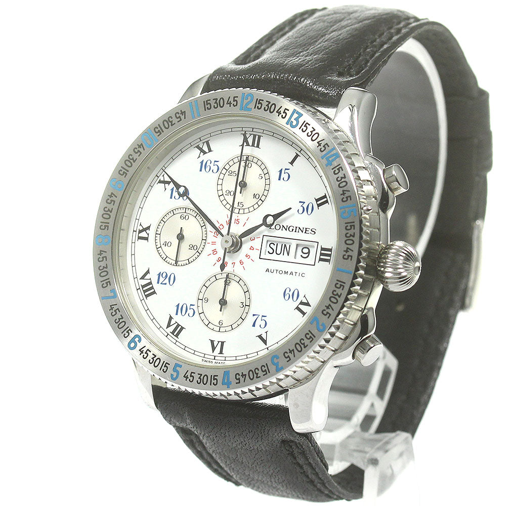 LONGINES Lindbergh Hour Angle L2.602.4 Chronograph White / Silver Dial Automatic Men's Watch_868641