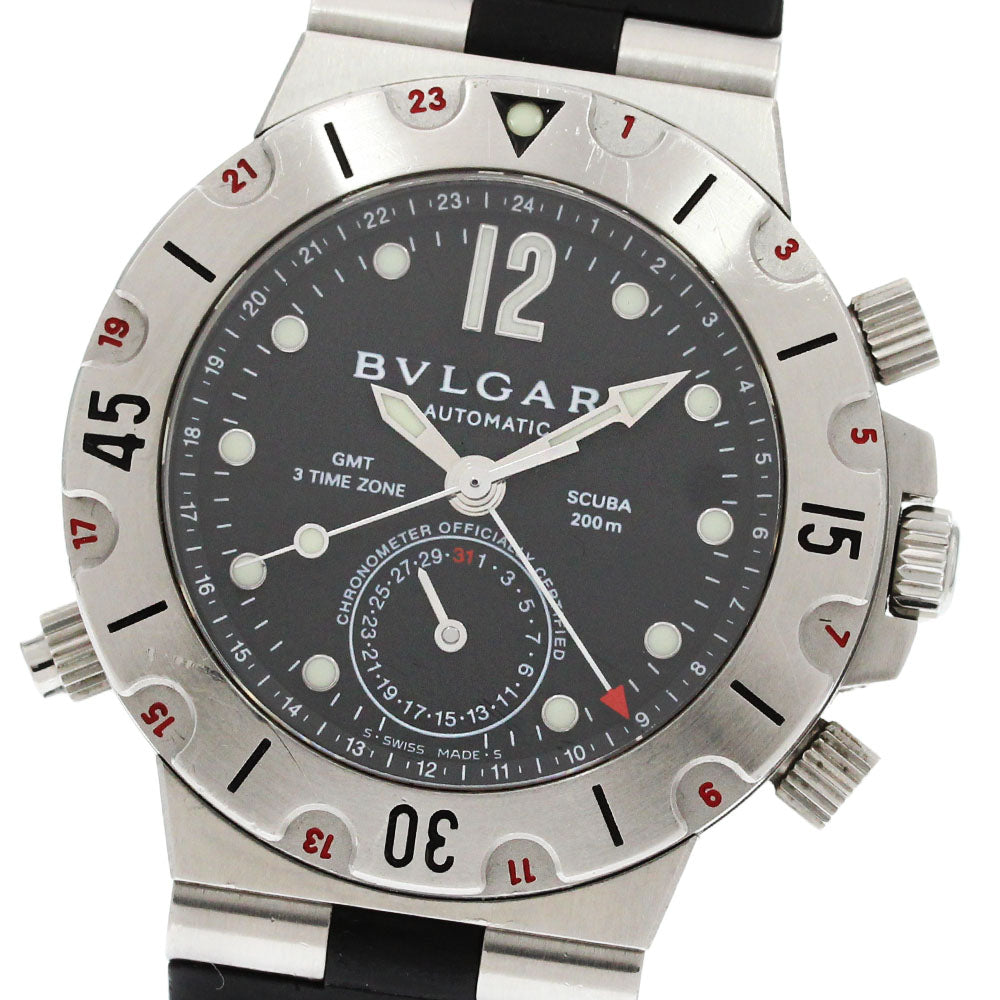 BVLGARI Diagono Scuba SD38SGMT GMT date black Dial Automatic Men's Watch_868657