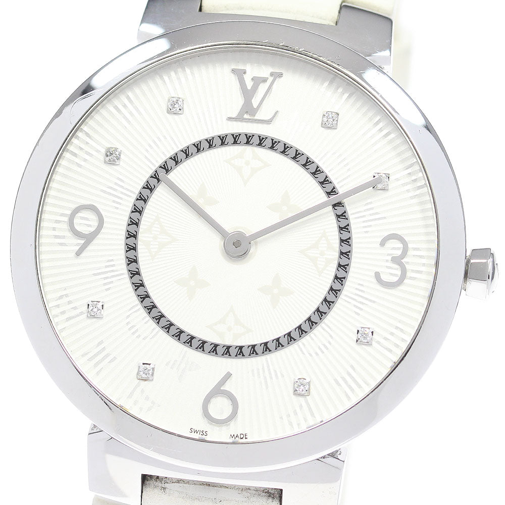 LOUIS VUITTON Tanbur slim Q1E01 8P diamond Silver Dial Quartz Men's Watch_868890