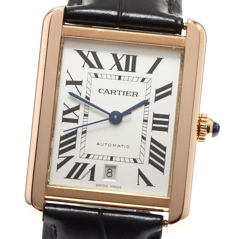 CARTIER Tank Solo XL W5200026 K18PG Date Silver Dial Automatic Men's Watch_869196