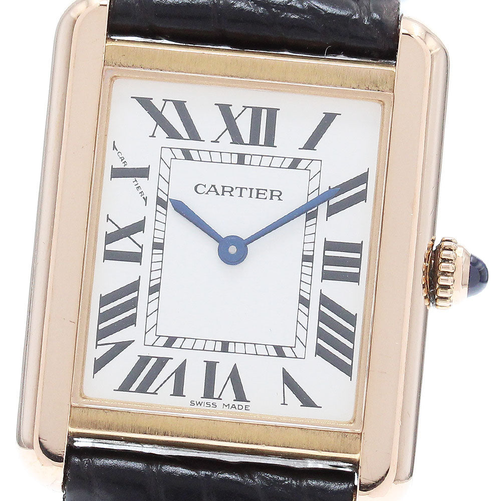 CARTIER Tank solo SM W5200024 18K Pink Gold Silver Dial Quartz Ladies Watch_869199