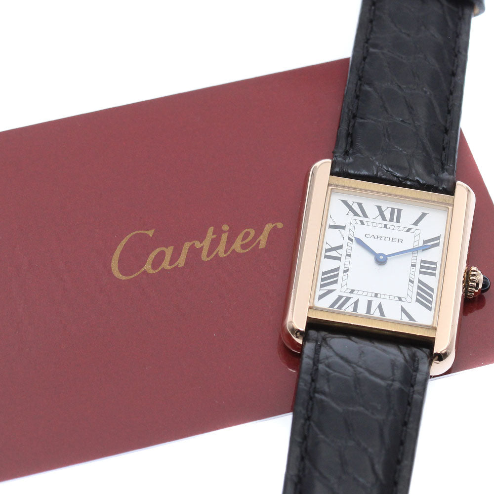 CARTIER Tank solo SM W5200024 18K Pink Gold Silver Dial Quartz Ladies Watch_869199
