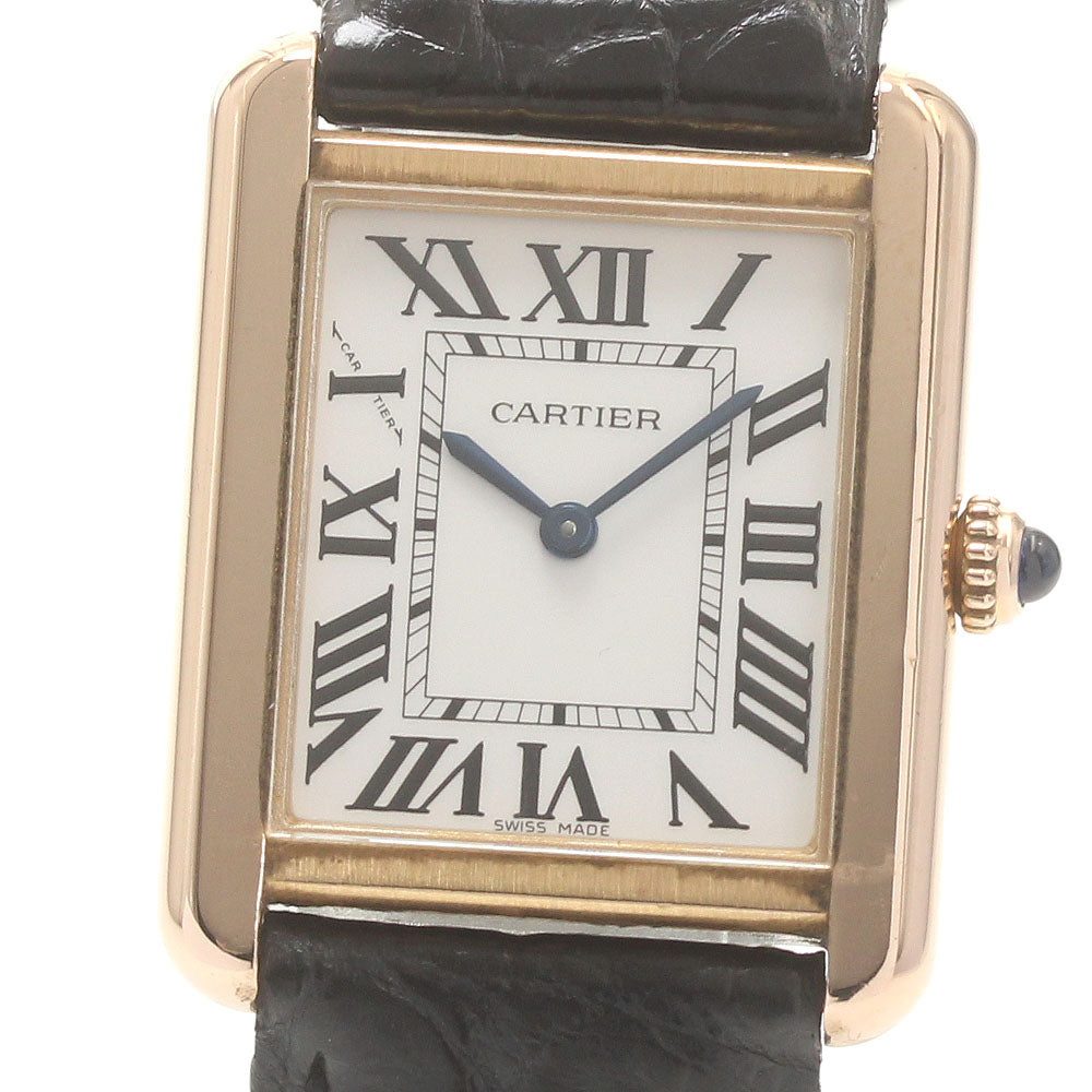 CARTIER Tank solo SM W5200024 18K Pink Gold Silver Dial Quartz Ladies Watch_869202
