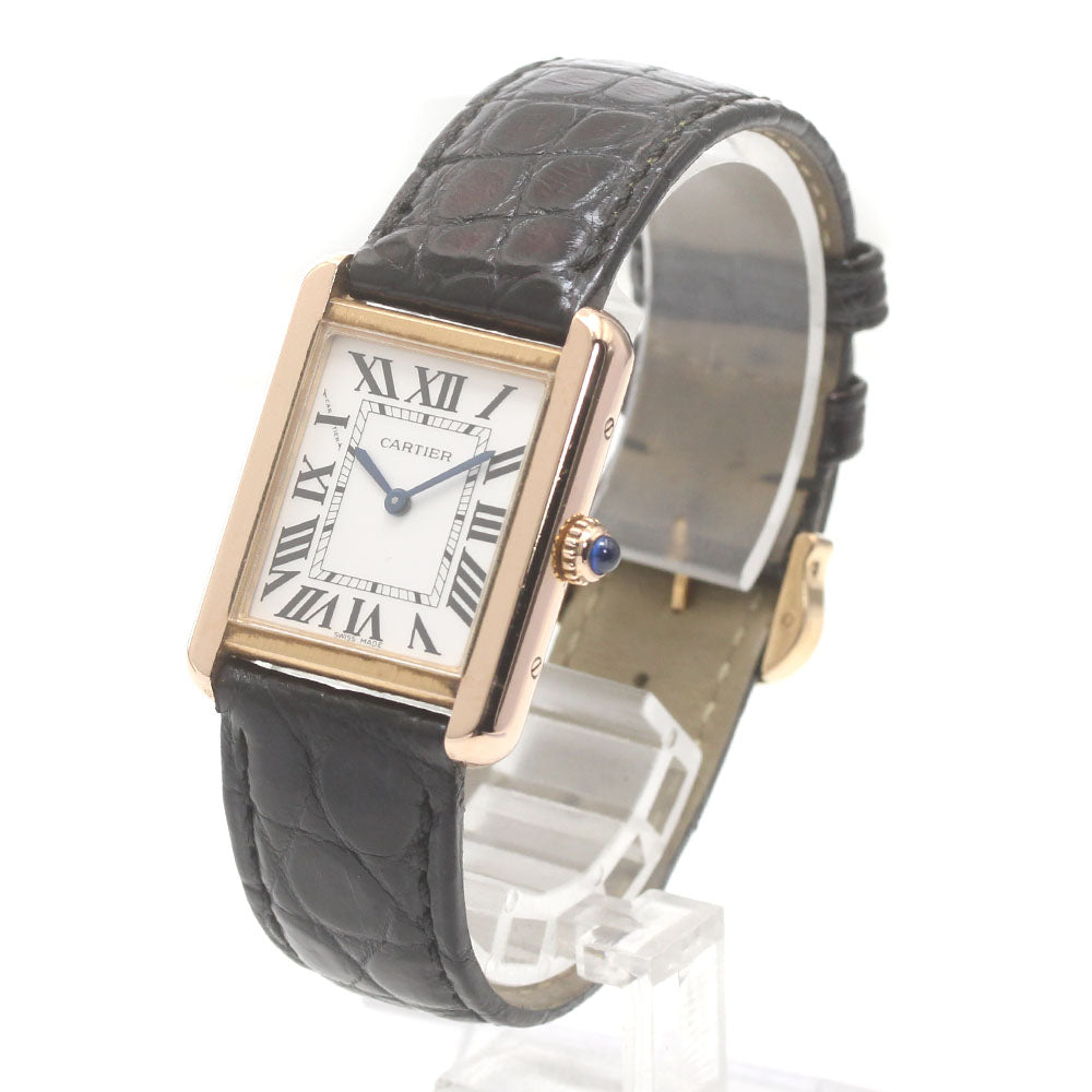 CARTIER Tank solo SM W5200024 18K Pink Gold Silver Dial Quartz Ladies Watch_869202