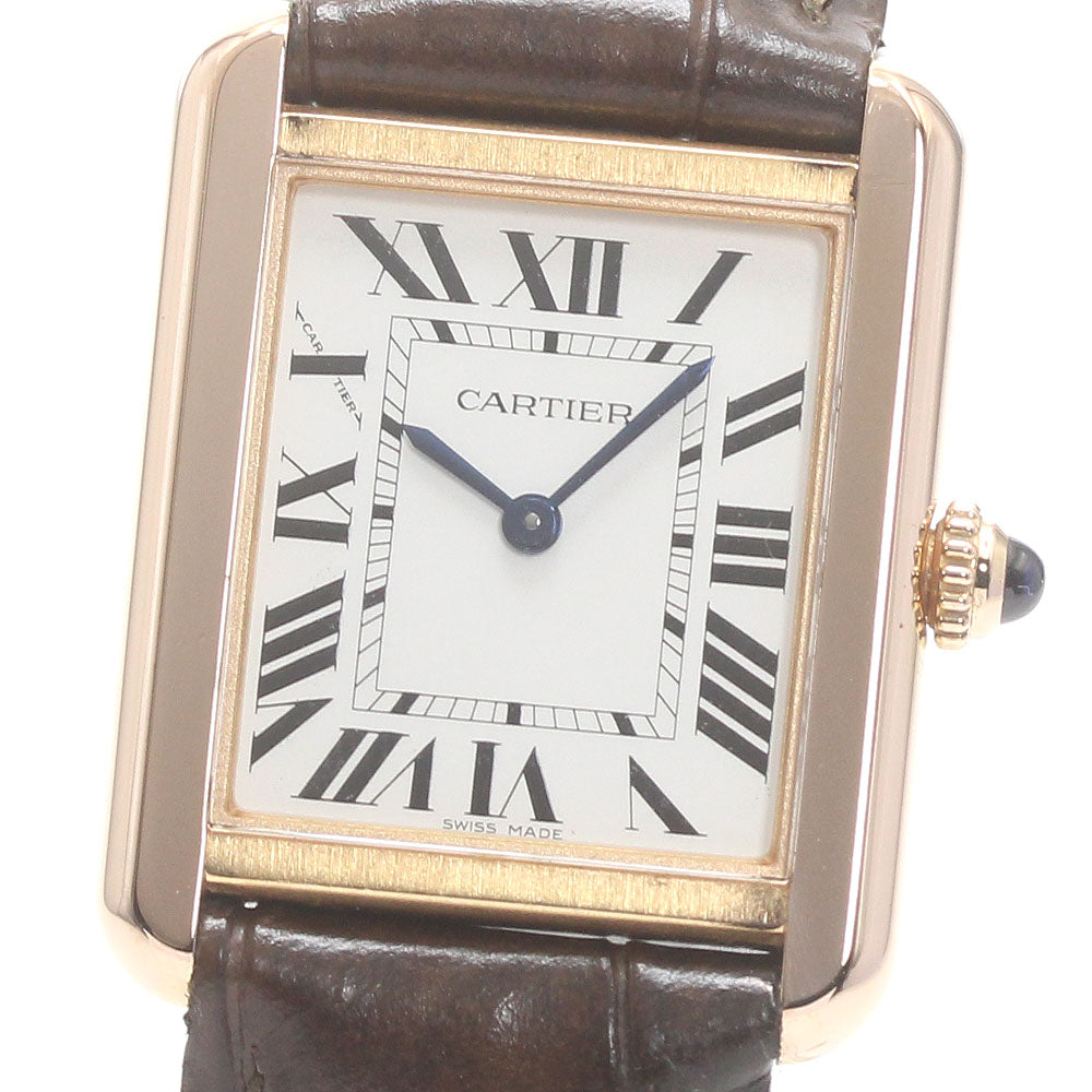 CARTIER Tank solo SM W5200024 18K Pink Gold Silver Dial Quartz Ladies Watch_869204