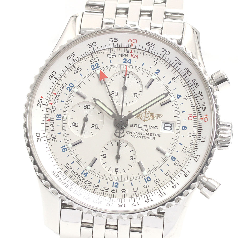 BREITLING Navitimer World A24322 Chronograph Silver Dial Automatic Men's_869275