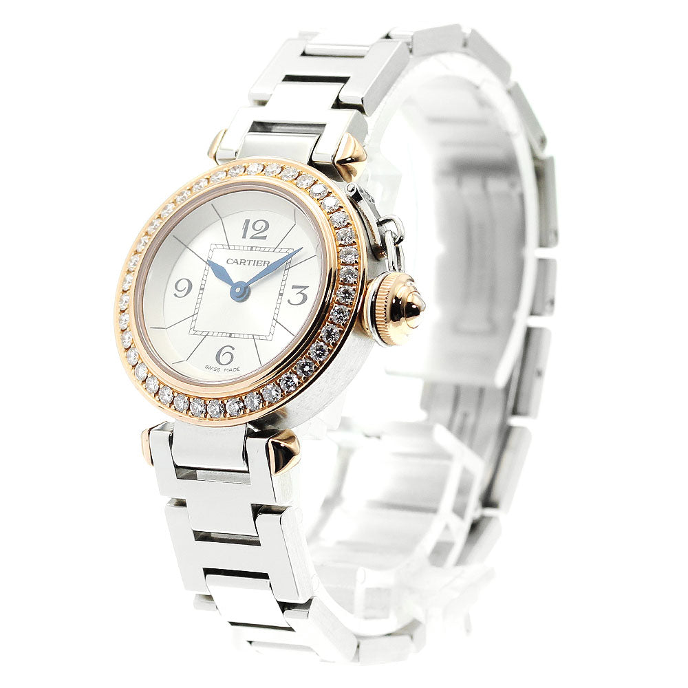CARTIER Mispacha WJ124021 K18PG diamond bezel Silver Dial Quartz Ladies_869319