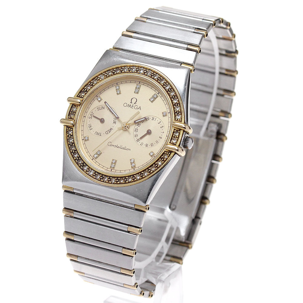 OMEGA Constellation day date diamond bezel gold Dial Quartz Men's Watch_869331