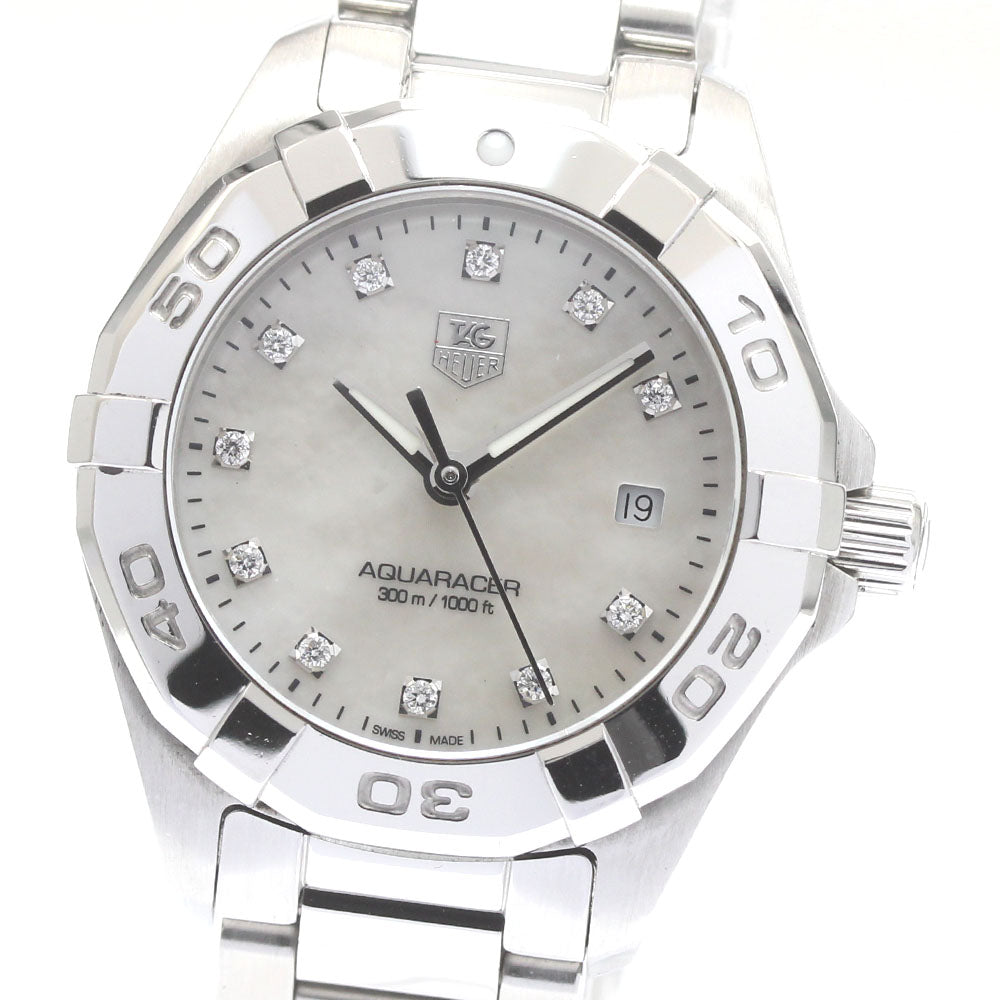 TAG HEUER Aqua racer WAY1413 11P diamond White shell Dial Quartz Ladies Watch_869386