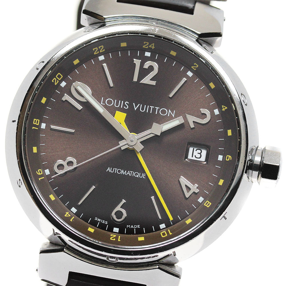 LOUIS VUITTON Tambour Q1131 GMT date Brown Dial Automatic Men's Watch_869541