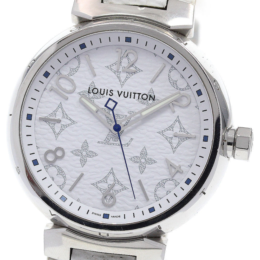 LOUIS VUITTON Tambourg GM QA114 Monogram white Dial Quartz Men's Watch_869587