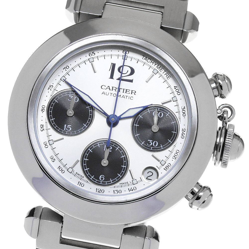 CARTIER Pasha C W31048M7 Chronograph Silver Dial Automatic Boy's Watch_869616