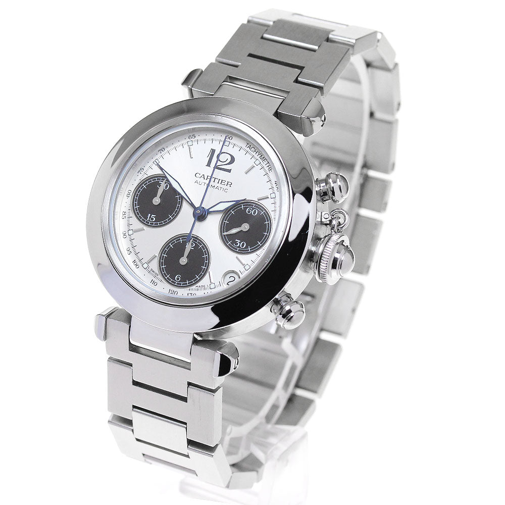 CARTIER Pasha C W31048M7 Chronograph Silver Dial Automatic Boy's Watch_869616