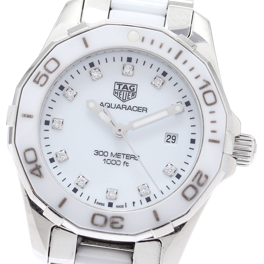 TAG HEUER Aquaracer WAY141D 11P diamond White Dial Quartz Ladies Watch_869727