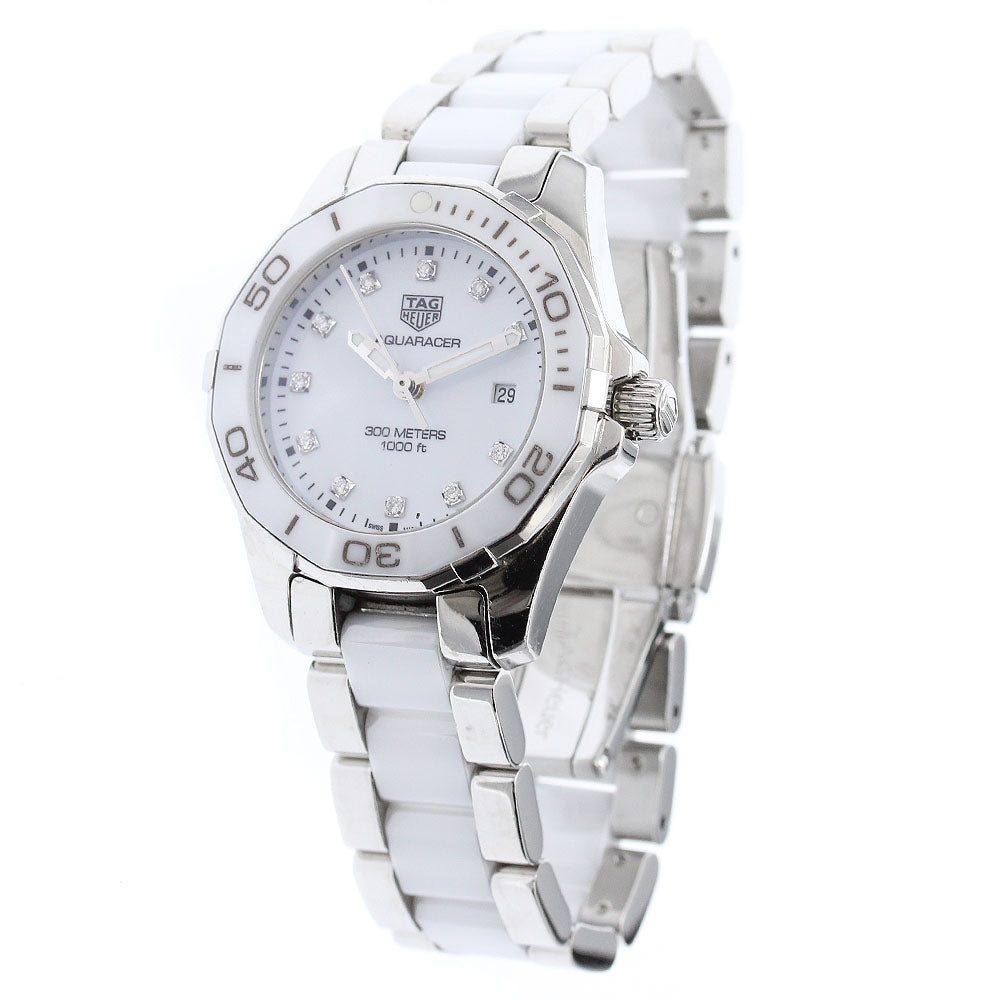 TAG HEUER Aquaracer WAY141D 11P diamond White Dial Quartz Ladies Watch_869727