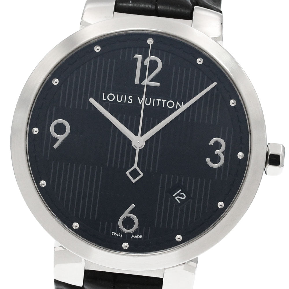 LOUIS VUITTON Tambour Damier Q1D00 Date black Dial Quartz Men's Watch_869757