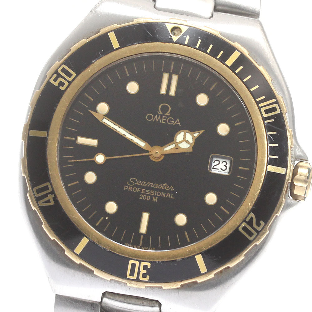 OMEGA Seamaster200 YG bezel date black Dial Quartz Men's Watch_869778