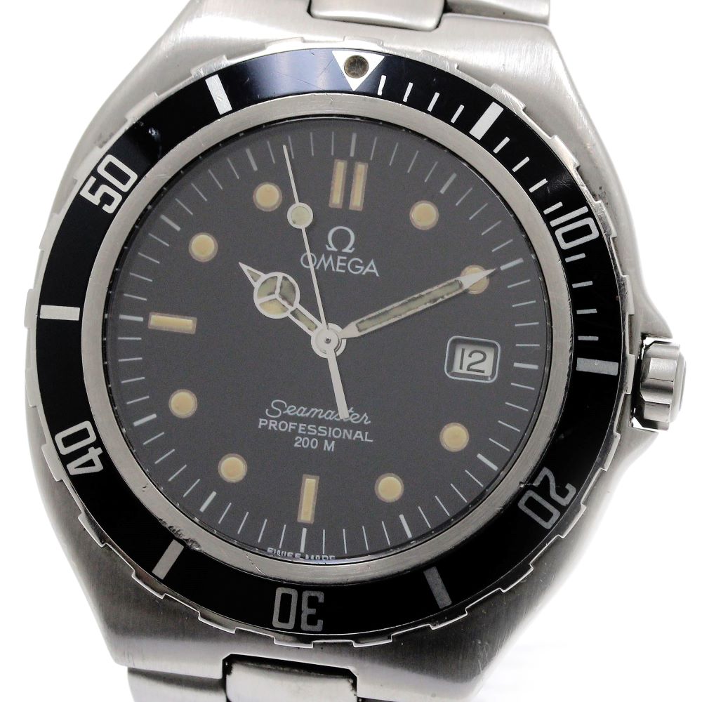 OMEGA Seamaster200 Large size black Dial Quartz Men's Watch_869809