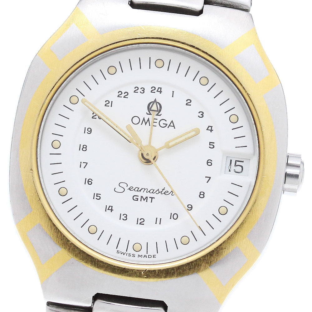 OMEGA Seamaster Polaris Date GMT YG2 tone white Dial Quartz Men's Watch_869819