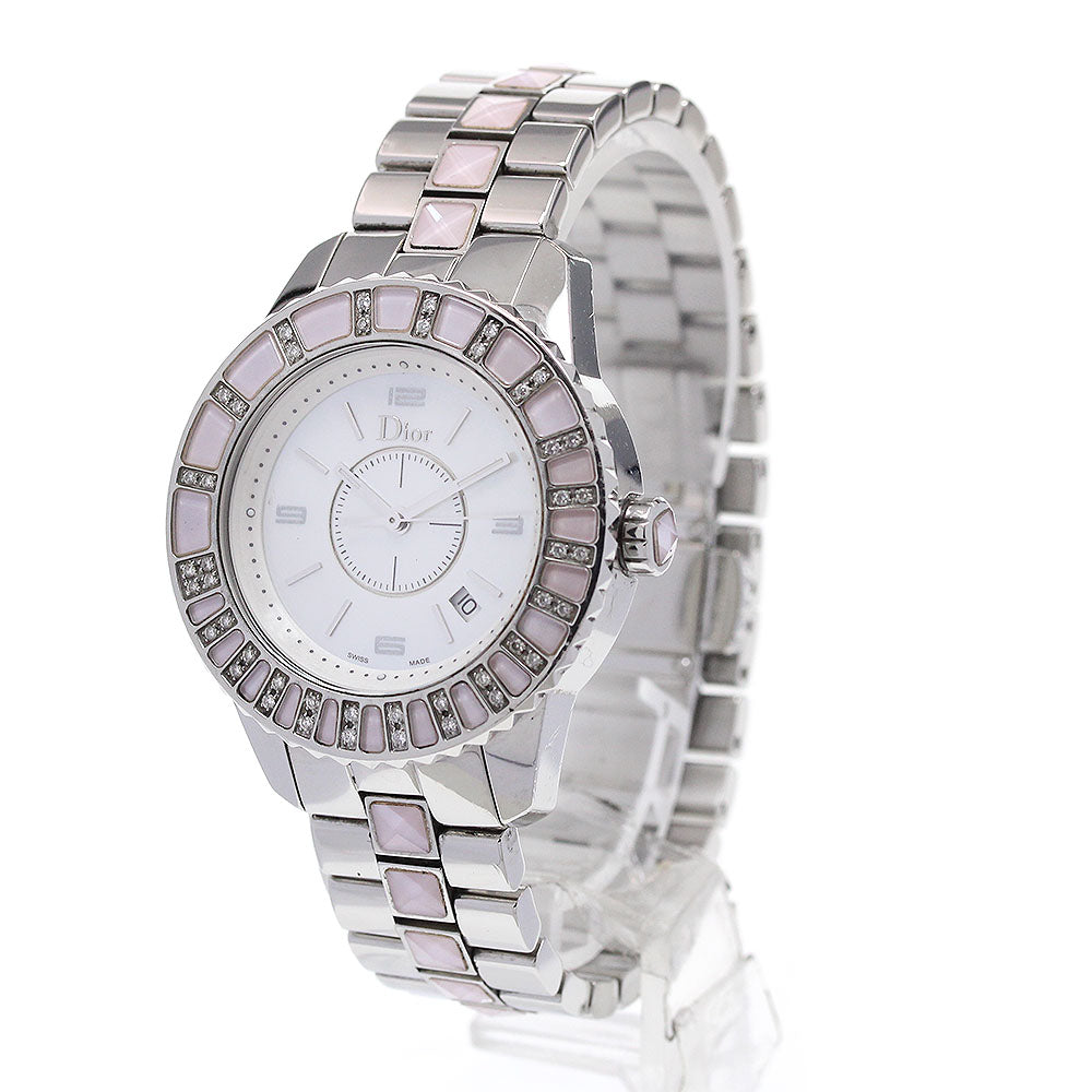 Dior crystal CD113110 Diamond Bezel White shell Dial Quartz Ladies Watch_869837