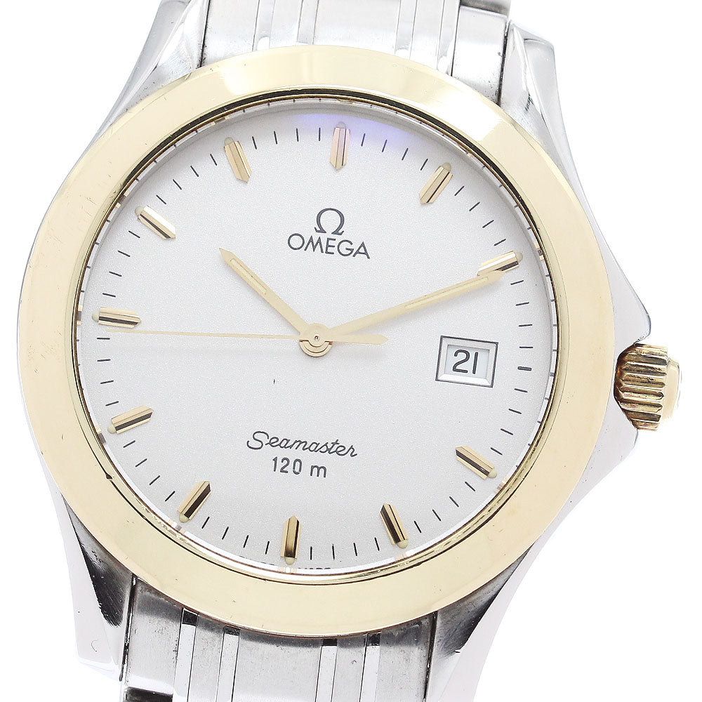 OMEGA Seamaster120 2411.31 YG bezel date Silver Dial Quartz Men's Watch_869887