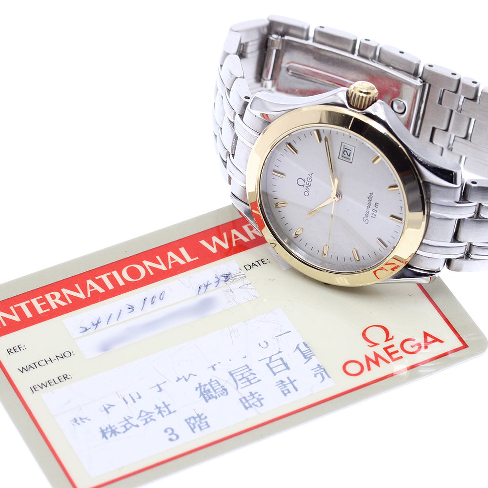 OMEGA Seamaster120 2411.31 YG bezel date Silver Dial Quartz Men's Watch_869887
