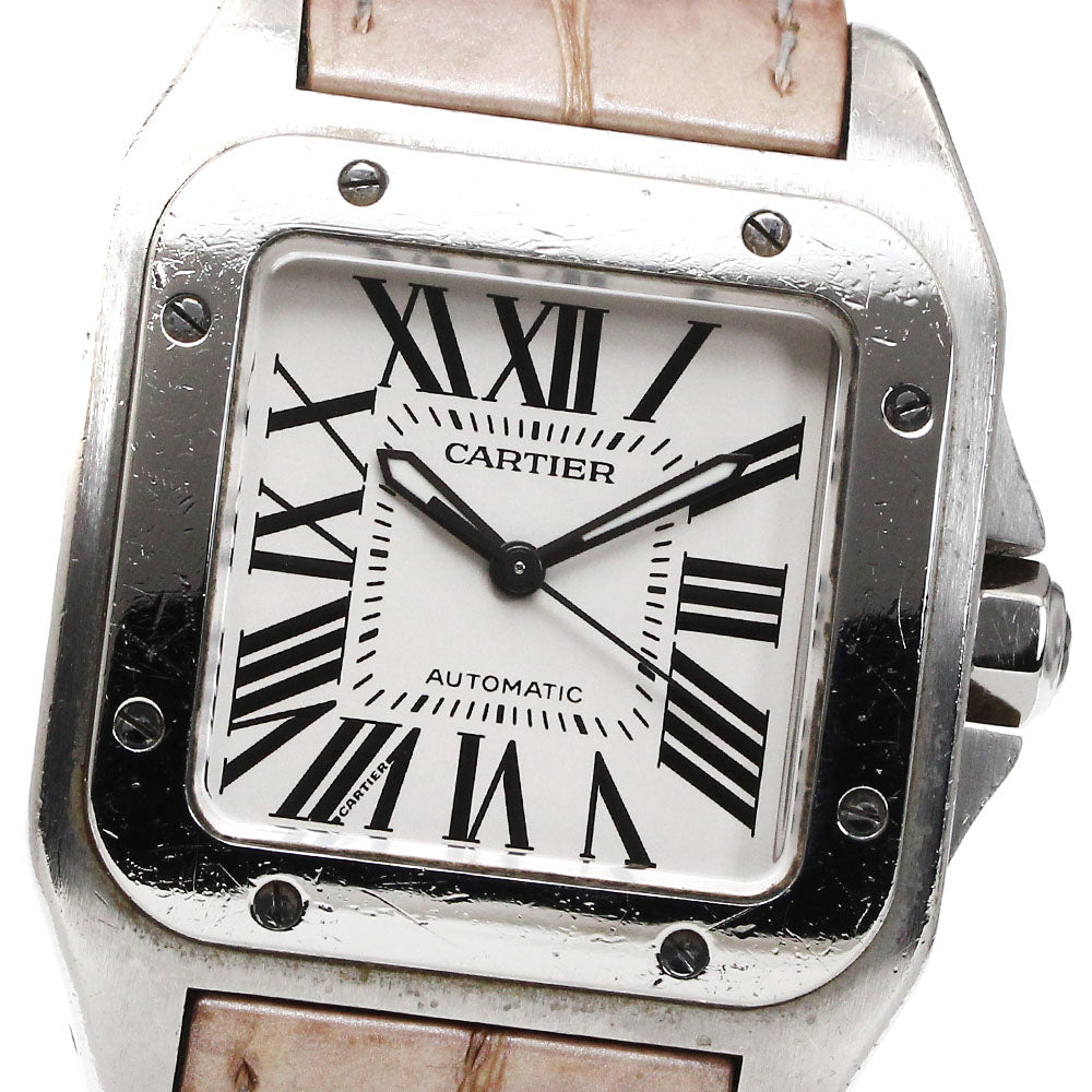 CARTIER Santos 100 W20106X8 Silver Dial Automatic Boy's Watch_869978