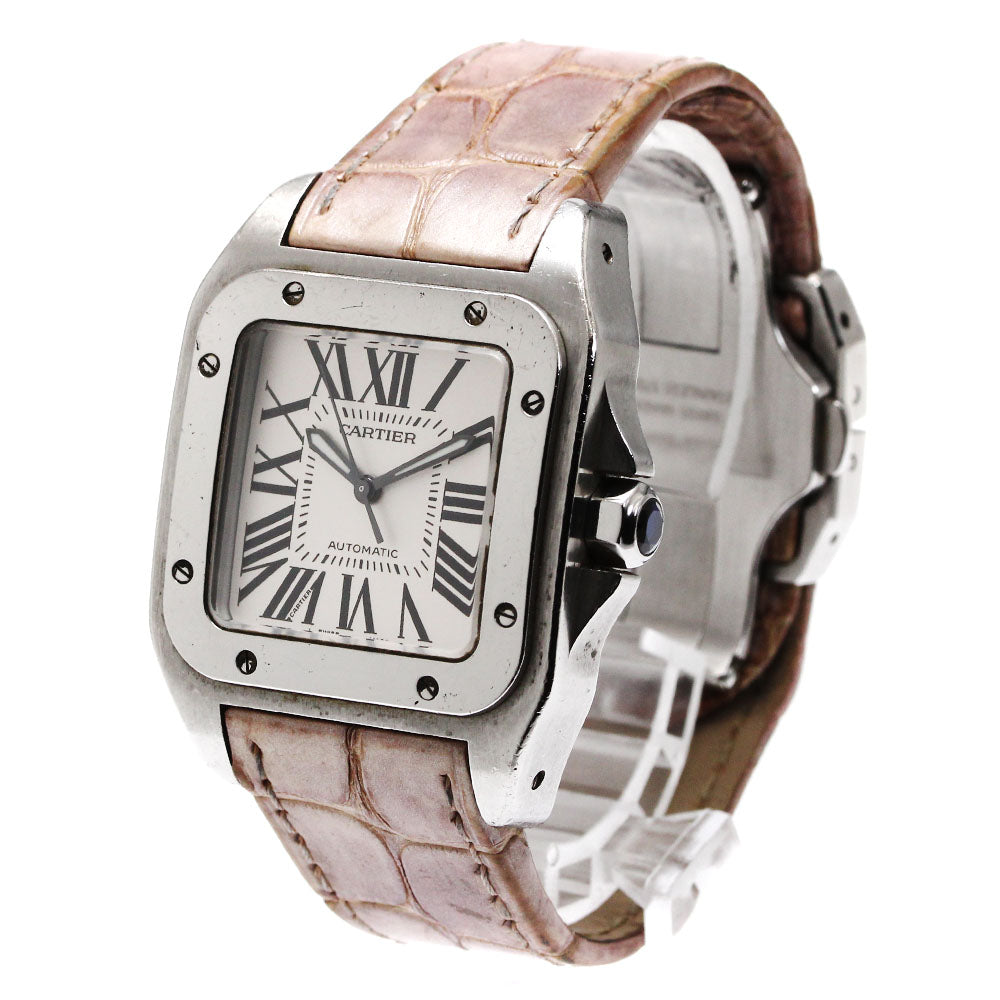 CARTIER Santos 100 W20106X8 Silver Dial Automatic Boy's Watch_869978