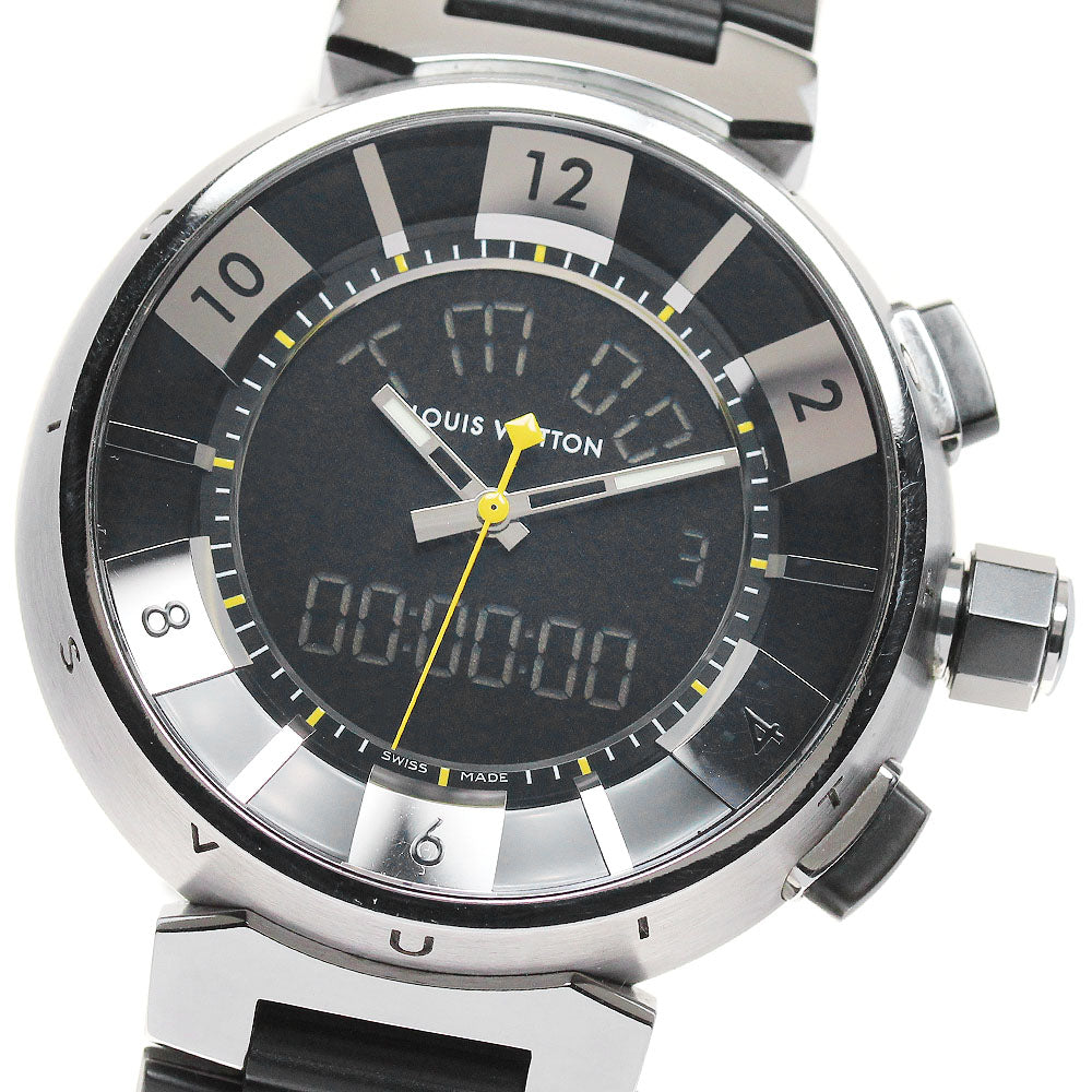 LOUIS VUITTON Tambour in black Q118F Black / Silver Dial QZ Men's Watch_869991