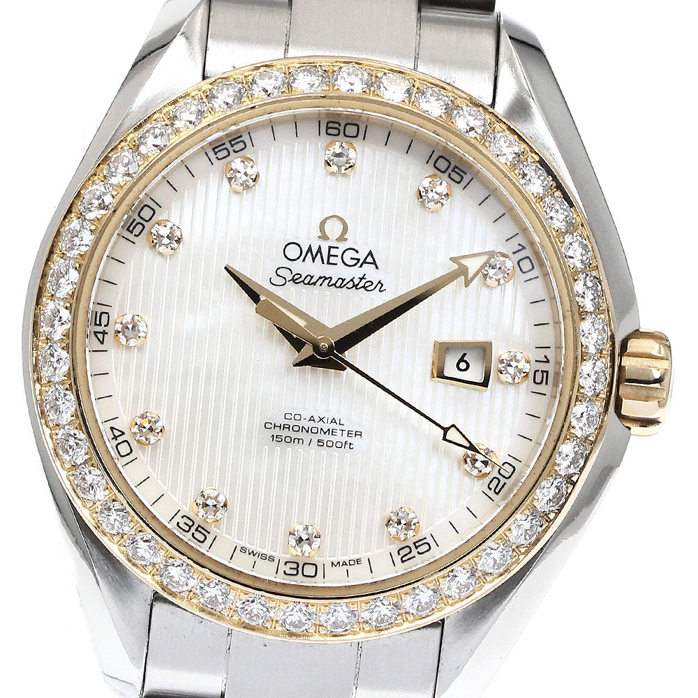 OMEGA Seamaster Aqua Terra 231.25.34.20.55.004 Date Diamond Bezel 12P Diamond White shell Dial Automatic Ladies Watch_870086