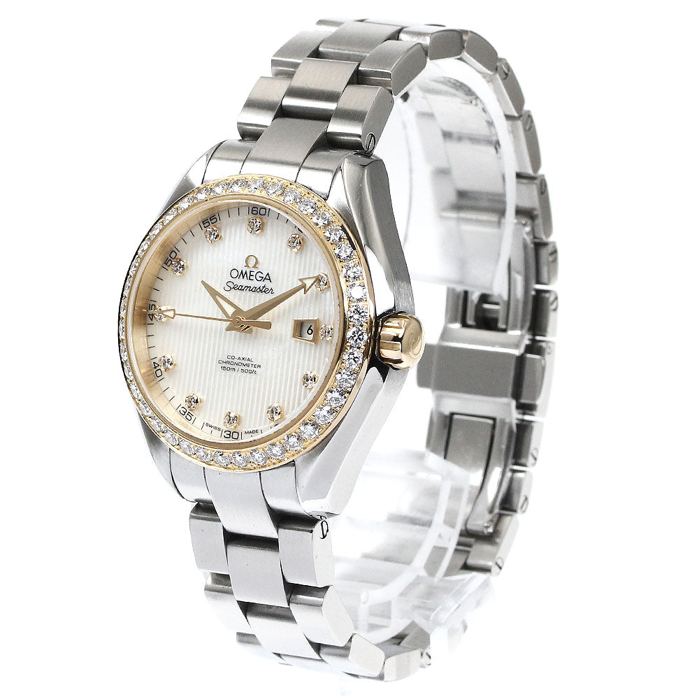 OMEGA Seamaster Aqua Terra 231.25.34.20.55.004 Date Diamond Bezel 12P Diamond White shell Dial Automatic Ladies Watch_870086