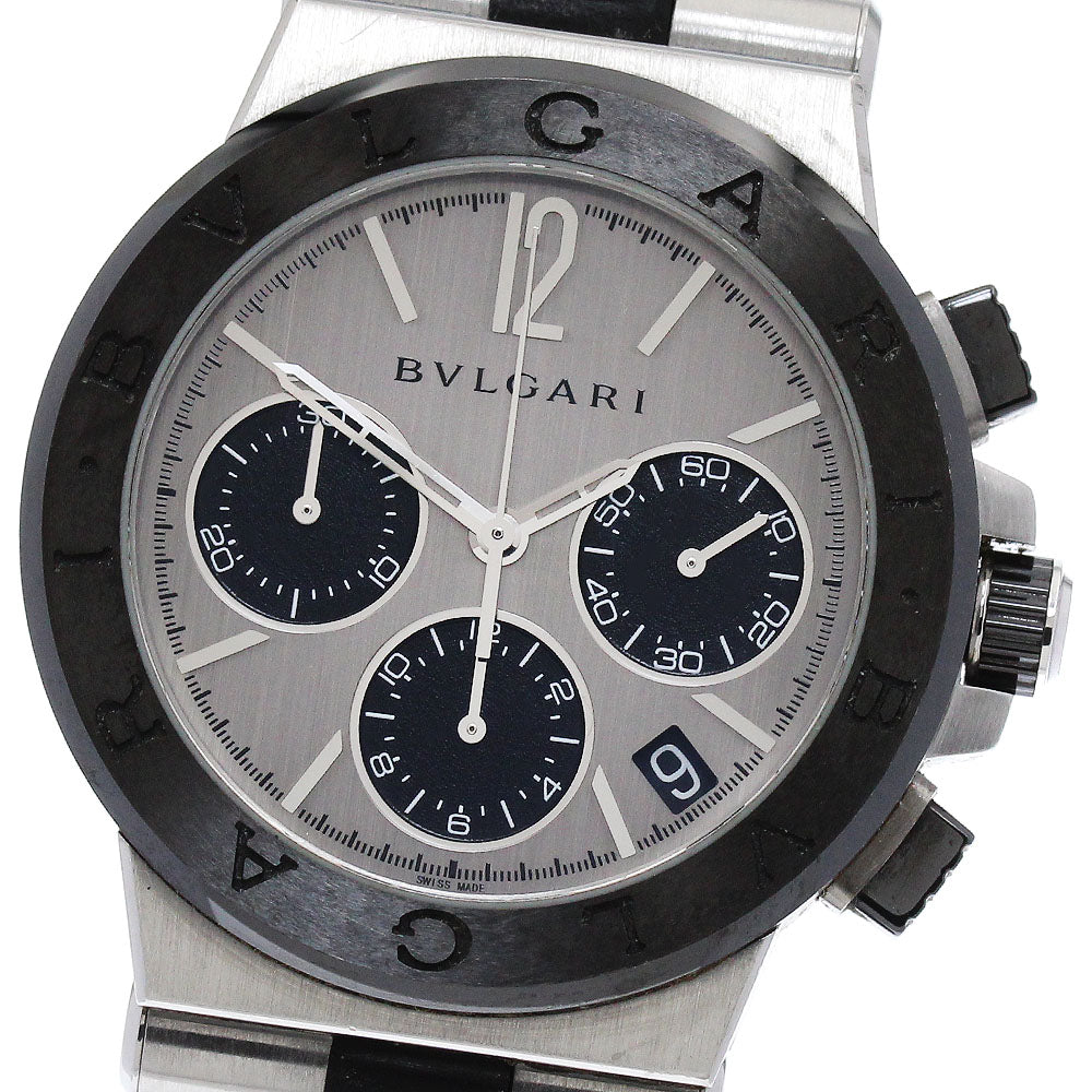 BVLGARI Diagono DG37SCCH Chronograph Silver / Black Dial Automatic Boy's_870087