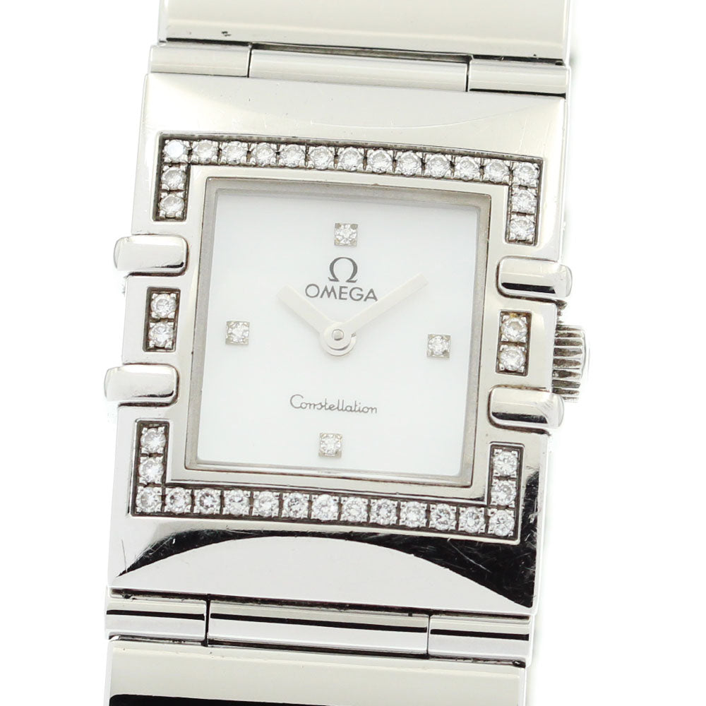 OMEGA Constellation Carre 1528.76 Diamond bezel 4P diamond White shell Dial Quartz Ladies Watch_870144