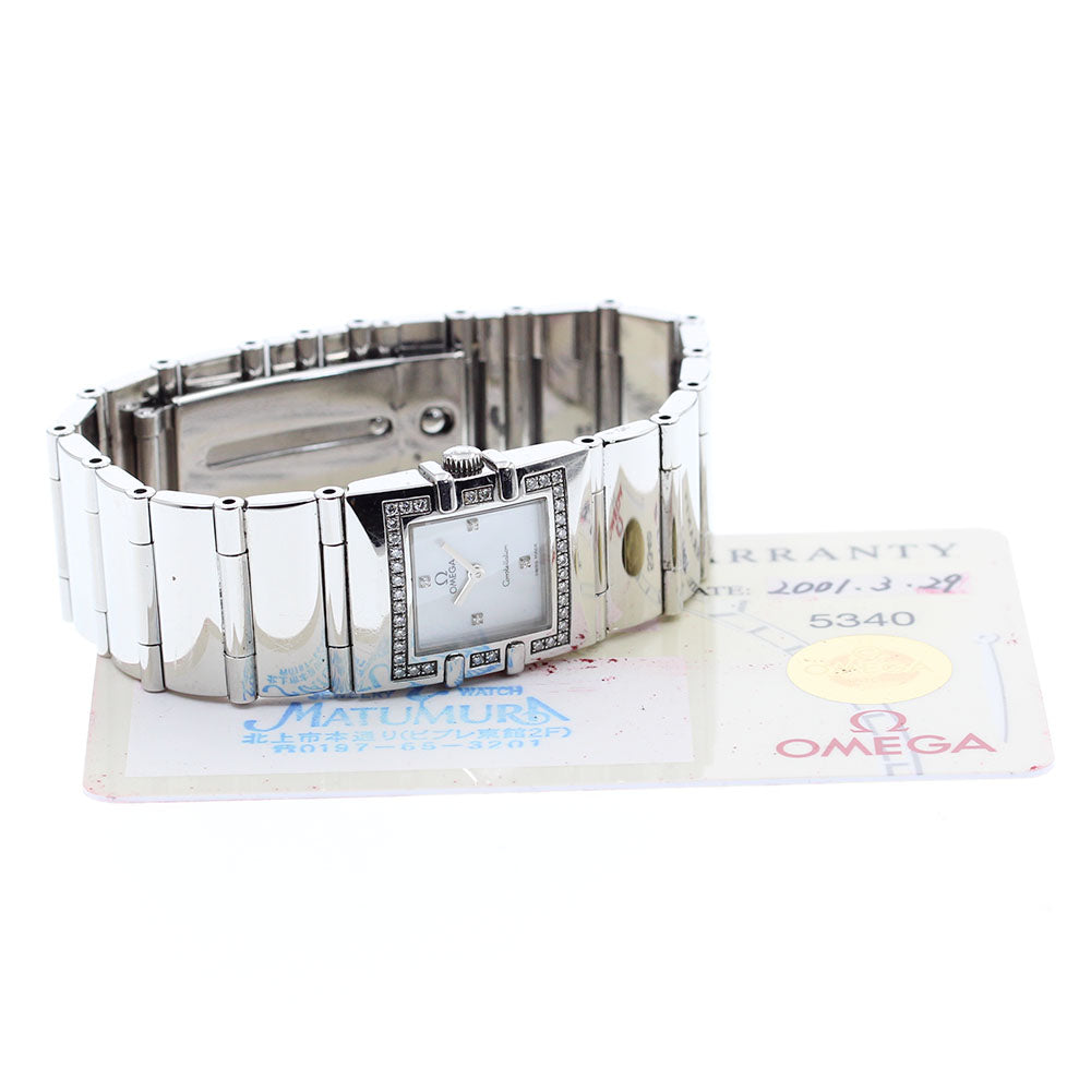 OMEGA Constellation Carre 1528.76 Diamond bezel 4P diamond White shell Dial Quartz Ladies Watch_870144