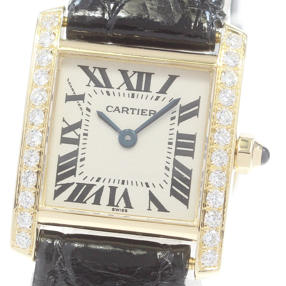 CARTIER Tank francaise SM W5000256 K18YG after diamond beige Dial Quartz Ladies Watch_870158