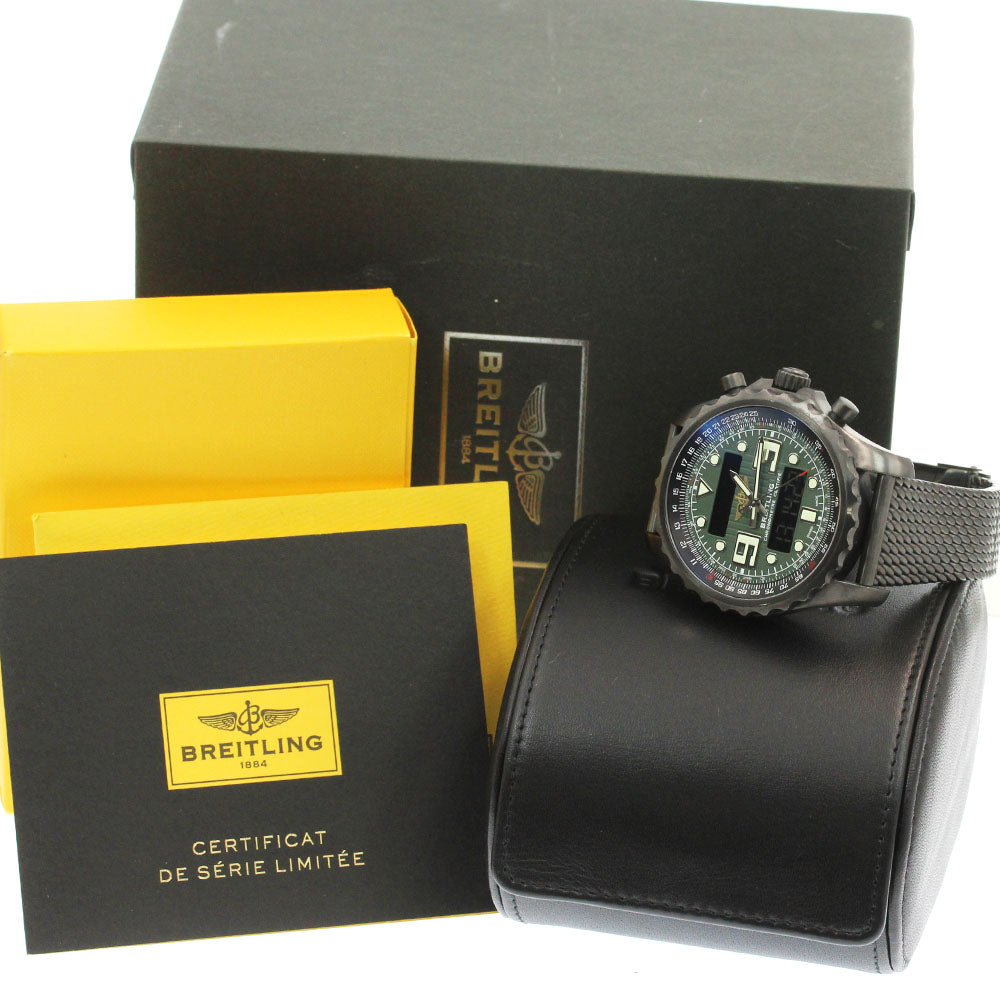 BREITLING Chronospace Black Steel M78365 green Dial Quartz Men's Watch_870175