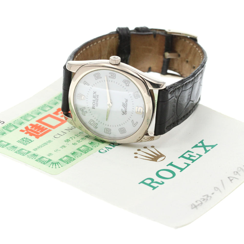 ROLEX Cellini 4233 K18WG Cal.1602 white Dial Hand Winding Men's Watch_870254