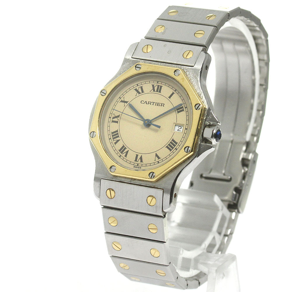 CARTIER Santos Octagon LM W2001583 Date beige Dial Quartz Men's Watch_870270