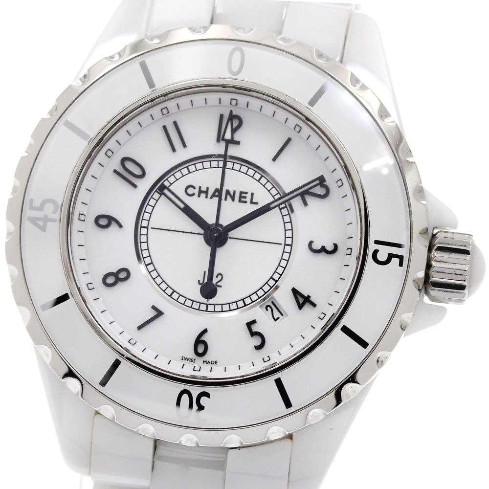 CHANEL J12 33mm H0968 White ceramic date white Dial Quartz Ladies Watch_870271