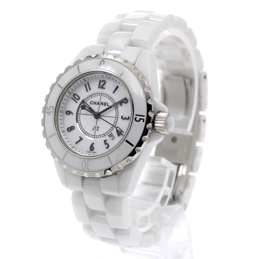 CHANEL J12 33mm H0968 White ceramic date white Dial Quartz Ladies Watch_870271