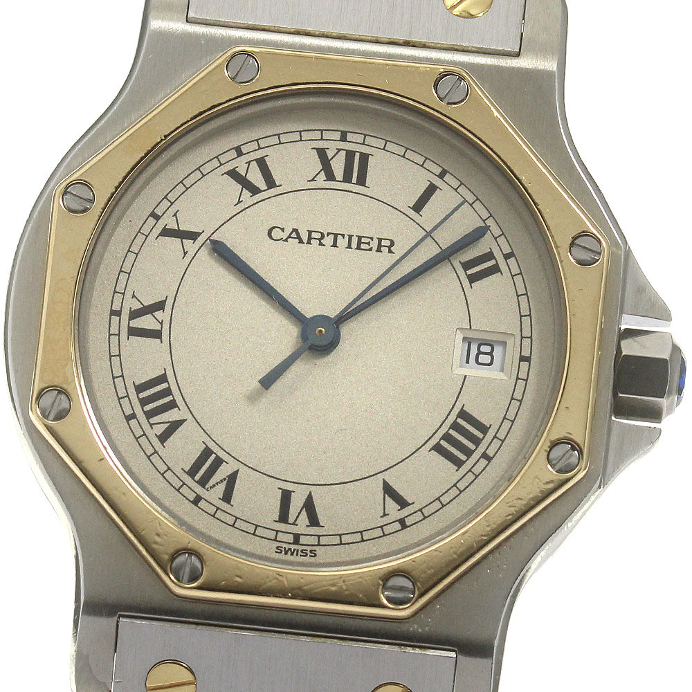 CARTIER Santos Octagon LM W2001583 YG2 tone Date Quartz Men's Watch_870283
