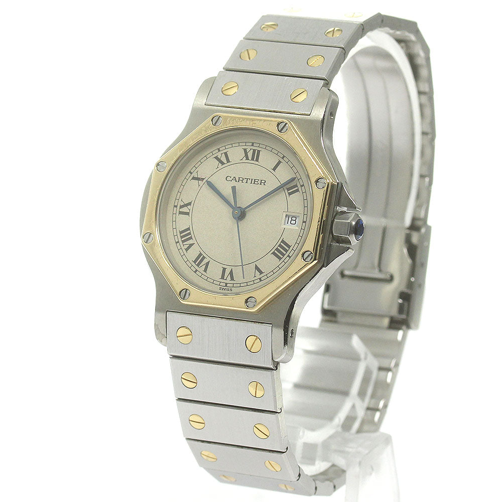 CARTIER Santos Octagon LM W2001583 YG2 tone Date Quartz Men's Watch_870283