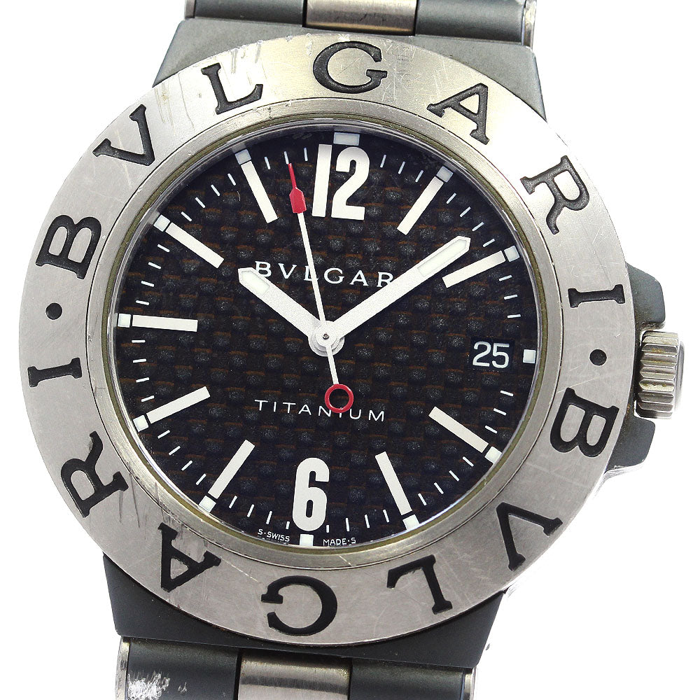 BVLGARI Diagono Titanium TI38TA Date Black carbon Dial Automatic Men's Watch_870321