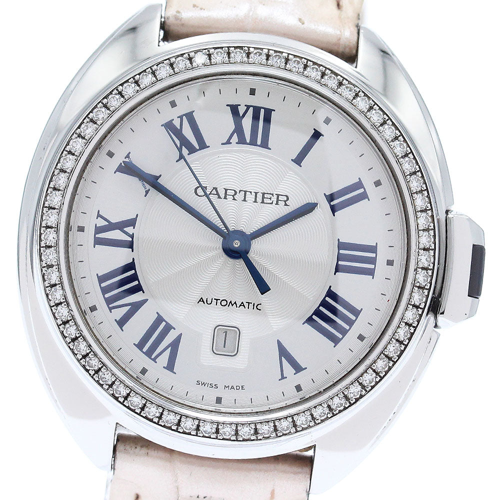 CARTIER Cres de Cartier W4CL0005 date diamond bezel Silver Dial Automatic Ladies Watch_870365