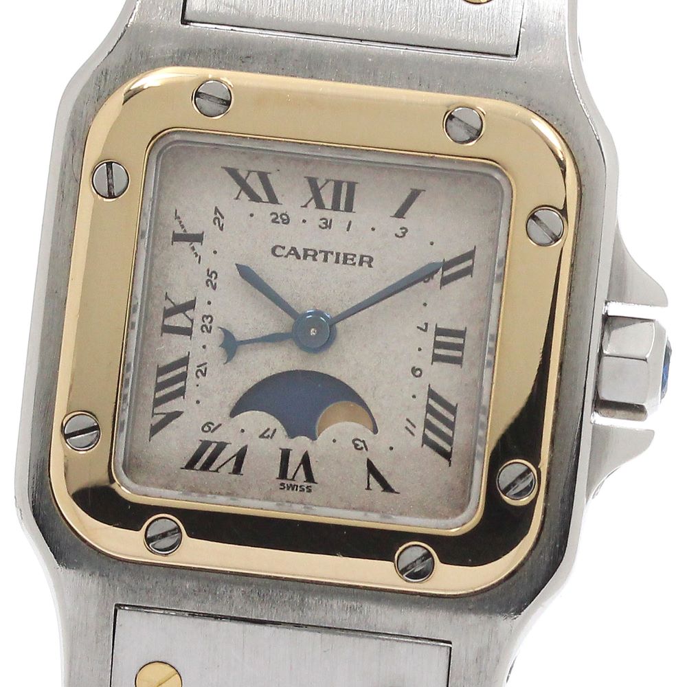 CARTIER Santos Galbee SM W20008C4 YG2 tone moon phase Quartz Ladies Watch_870371